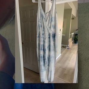 Blue and white jump suit